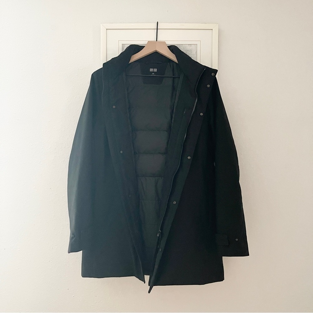 Uniqlo Hybrid Down Coat Adult Men Women Black XXS XX-Small Jacket Parka w/ Hood